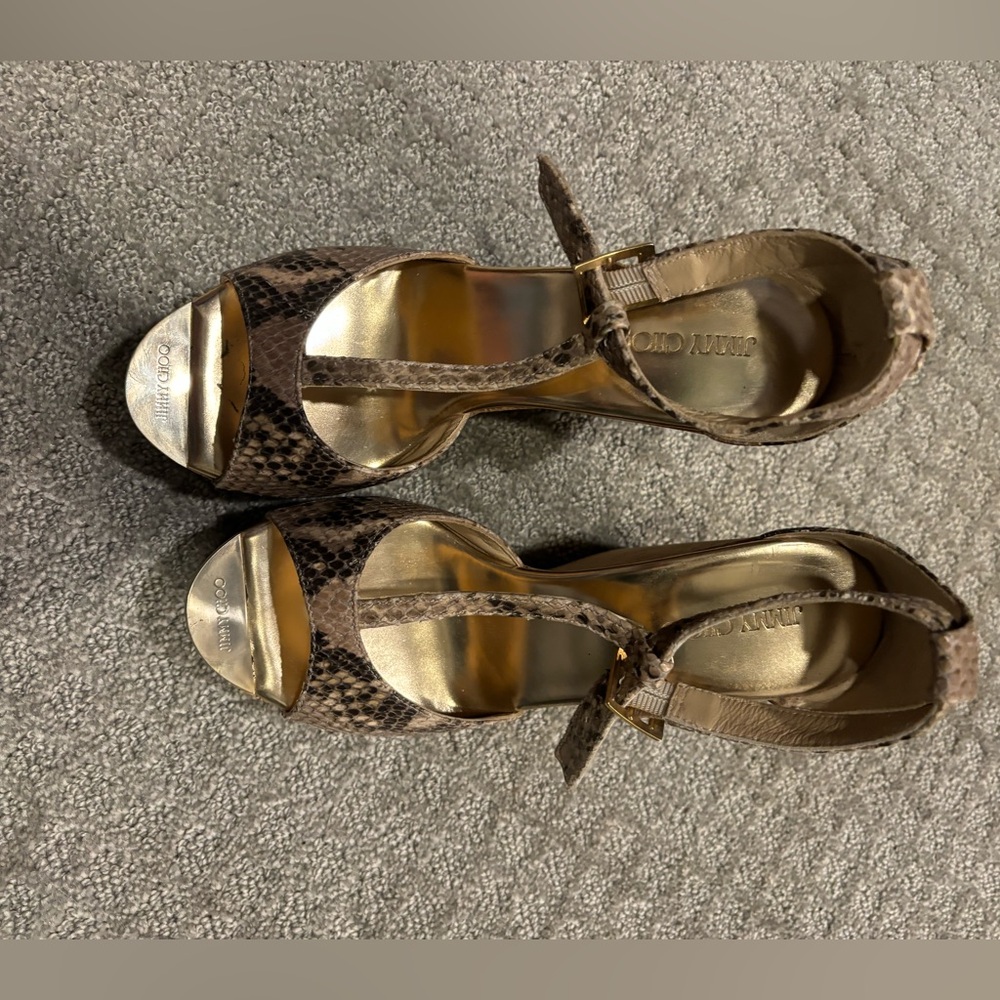 Jimmy Choo snakeskin design wedges, sz 38 - Picture 2 of 5
